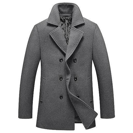FTCayanz cappotto uomo invernale giacca di lana elegante slim fit lungo trincea cappotti