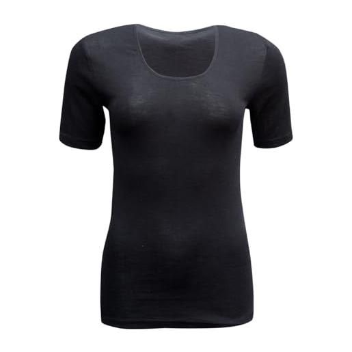 Cosilana, canottiera da donna a maniche corte, 70% lana (merino, kbt), 30% seta, naturale, 50-52