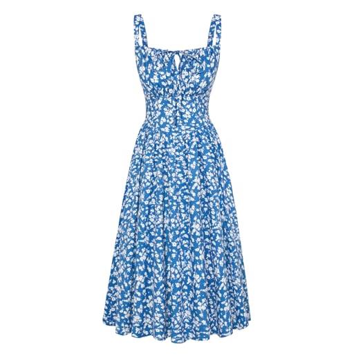 SCARLET DARKNESS abito floreale da donna primavera estate 2024 senza maniche con lacci boho abito lungo fiori arancioni l