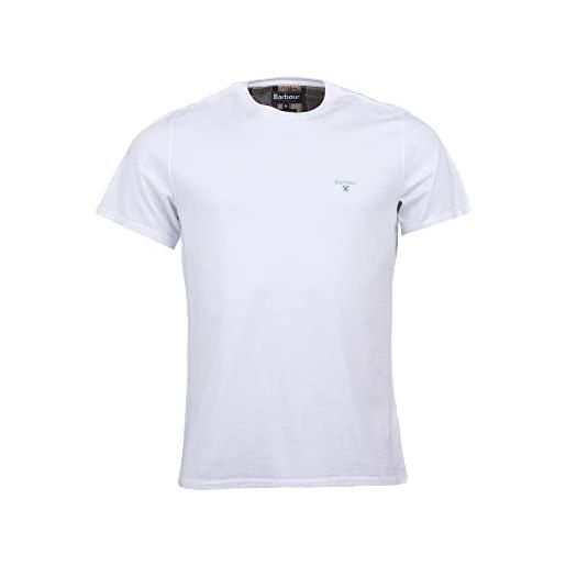 Barbour t-shirt Barbour di colore bianco con logo ricamato in puro cotone. Vestibilità regolare logo ricamato 100% cotone il modello alto 188cm indossa una taglia m m