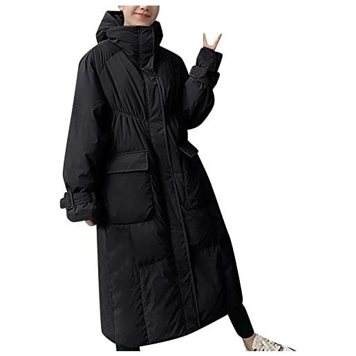 Generico giacche da donna piumino da donna in cotone abrigos mujer invierno giacca calda con cappuccio donna allentata invernale antivento lungo cappotti cappotto pelliccia sintetica