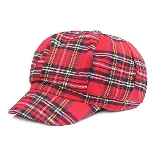 Ruicheng tartan - berretto da donna con visiera, stile casual colore: rosso 55/58 cm