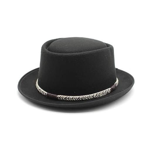 TAHALI rzl cappelli a bombetta cilindro, cilindro bumpy a tesa corta arricciato in pura lana, cappelli da uomo inglesi autunnali e invernali (colore: nero)
