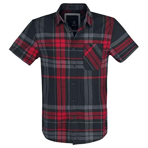 Brandit Brandit mike checkshirt, short sleeve, camicia casual uomo, rosso (red/black), xxl