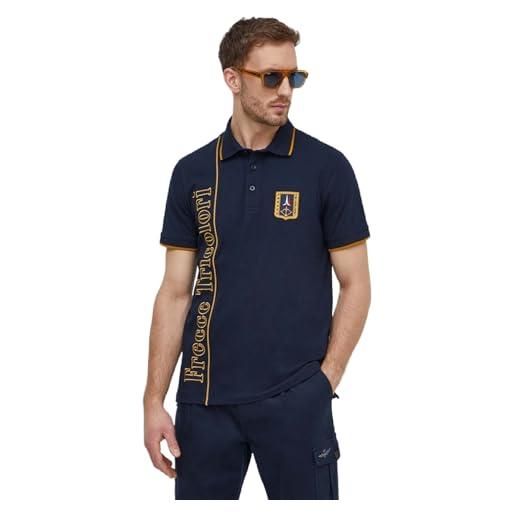 Aeronautica Militare polo po1772p, da uomo, in piqué, maglia, t-shirt, maglietta, maniche corte, frecce tricolori (m, blu navy)