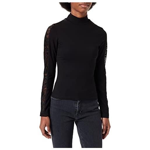Urban Classics longsleeve ladies lace striped sweater t-shirt, nero (black 00007), xl donna
