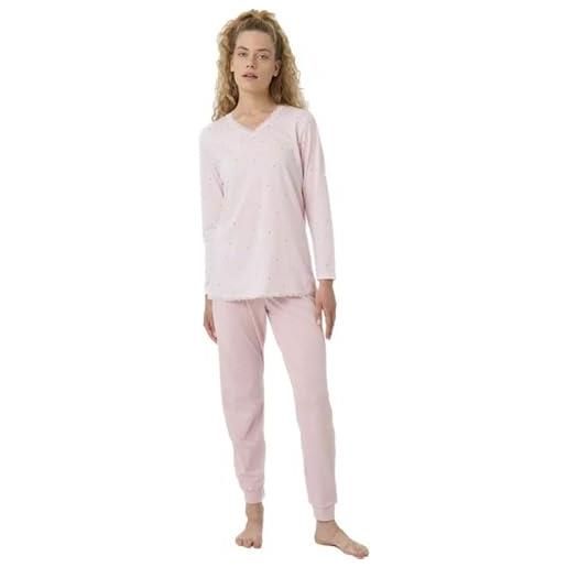 RAGNO pigiama donna in puro cotone scollo a v art. Dg17n2-52, rosa