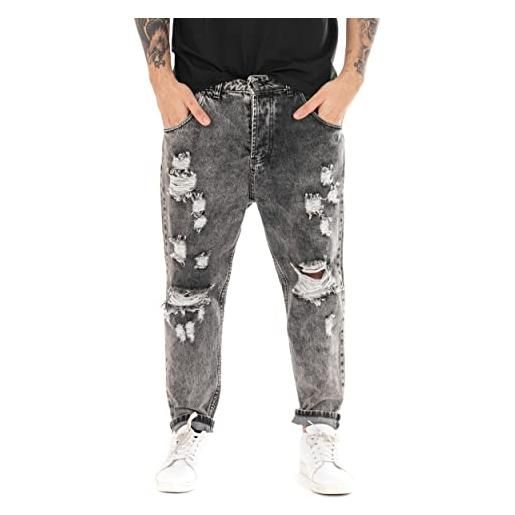 Giosal pantalone uomo jeans rotture stone washed cavallo basso (46, grigio)