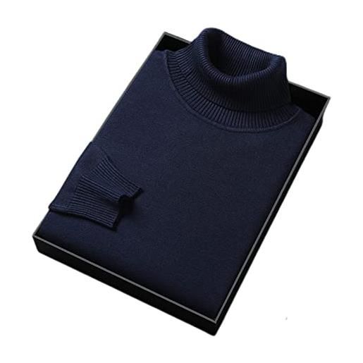 GOLDP 2023 men's solid color turtleneck sweater，men's black turtleneck long sleeve，black turtleneck men's sweater (navy blue, m)