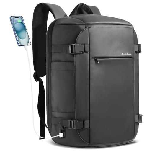 hk bagaglio a mano uomo 51x35x23 cm per 17,3 laptop zaino da viaggio ryanair impermeabile lavoro antifurto con porta usb (42l nero)