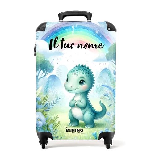NoBoringSuitcases.com © valigie per bambini valigie da viaggio valigia per bambini bagagli per bambini da baglagio a mano - valigia media in 24 immagini (personalizzato: dinosauro blu, 55x40x20 cm)