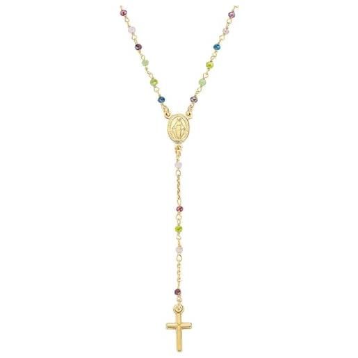 Amen collana donna rosario cristalli multicolor gold cro10garve4
