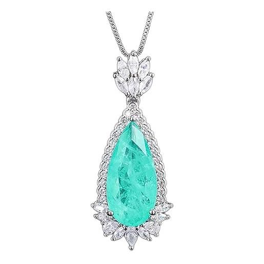 LAYCHEN vintage 12 * 26mm smeraldo paraiba tourmaline collana con pendente per donna lab diamond cocktail party accessori per gioielleria raffinata