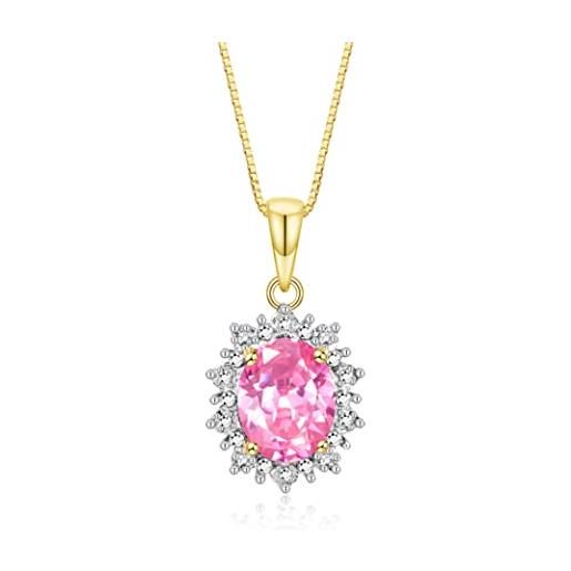 Rylos necklaces for women yellow gold plated silver princess diana inspired necklace gemstone & diamonds pendant 18 chain 9x7mm pink ice october birthstone womens jewelry gold necklaces for women
