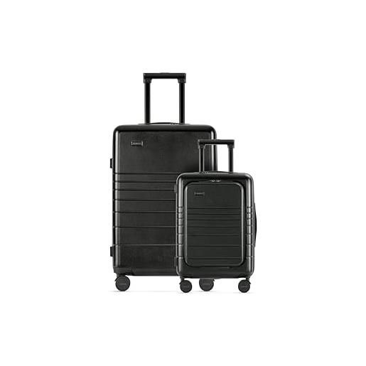 ETERNITIVE - set di 2 valigie - piccola e grande | valigie da viaggio in policarbonato & abs | dimensioni: 54 & 74 cm | set di valigie con lucchetto tsa | ruote a 360° | valigie durevole | nero