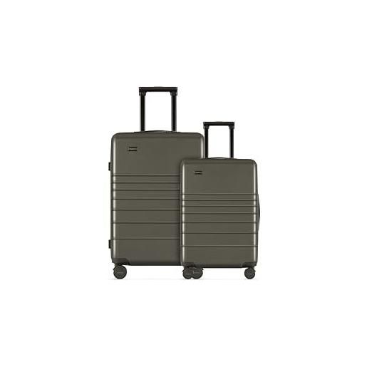 ETERNITIVE - set di 2 valigie rigide - piccola e media | valigie da viaggio in policarbonato & abs | dimensioni: 54 & 64 cm | set di valigie con lucchetto tsa | ruote a 360° | valigie durevole | oliva