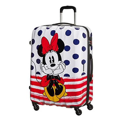 American Tourister disney legends - spinner l, bagaglio per bambini, 75 cm, 88 l, multicolore (minnie blue dots)