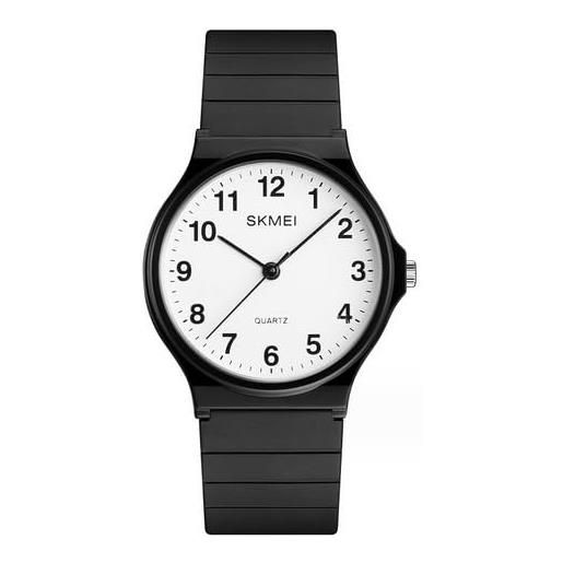 Tevimpeya orologio da polso analogico al quarzo impermeabile fino a 30 m, per adolescenti, con cinturino morbido, ottimo regalo di compleanno, blu, nero bianco (quadrante numerico), m