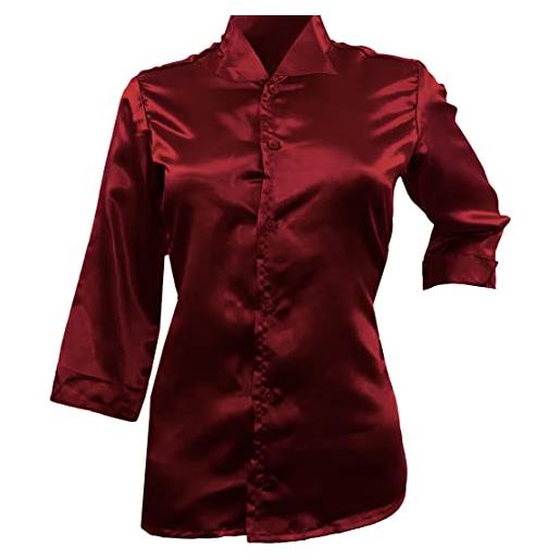 Meek Mercery raso nuovo casual wear designer donne fancy shirt speciale 3/4 manica camicia s91, bordeaux, l