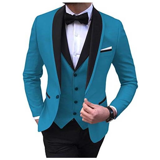 JinXuanYa abito da sposa uomobluslim fit formale 3 pezzi giacca da ballo sposo smoking abito abito vintage scialle bavero (giacca + gilet + pantaloni)-62