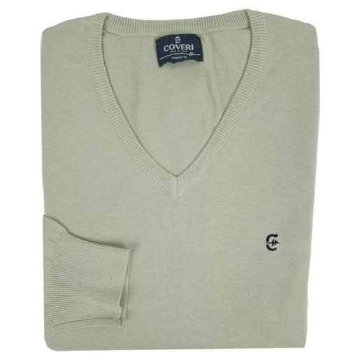 Coveri maglione uomo scollo v pullover punta tinta unita elegante classico 100% cotone (xxl - blu)