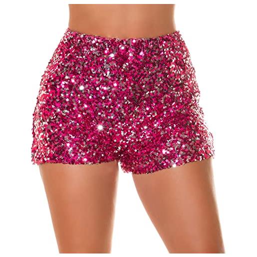 Koucla pantaloni caldi a vita alta con paillettes decorative, taglia unica, colore: rosa. , taglia unica