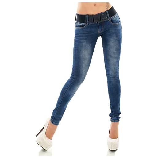 Zeralda Fashion jeans da donna a tubo, jeans skinny denim, elasticizzati, blu, slavato, xs s, m, l, xl, w1002, s