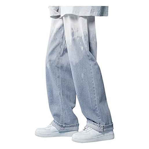 Rmoon Pantaloni rmoon jeans uomo pantaloni denim vintage casual hip hop y2k jeans baggy stampato a vita alta pantaloni gamba larga stretch straight pantaloni gamba dritta distressed streetwear