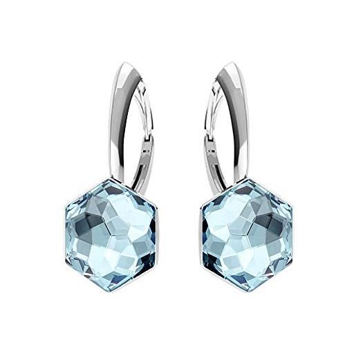 Panda-Jewellery orecchini in argento sterling 925 con cristalli hexagon - orecchini da donna - bellissimi gioielli per donna con confezione regalo (aquamarine)