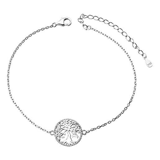 LINSTER cavigliera albero della vita per donna argento 925 regali di gioielli da spiaggia con braccialetto alla caviglia regolabile per le donne