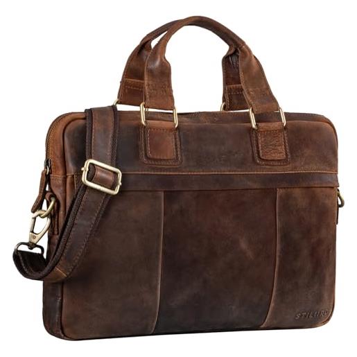 STILORD 'andrew' borsa lavoro pelle da uomo stile vintage ventiquattrore in cuoio con tracolla borsa per pc 13,3 pollici, colore: tan marrone - scuro