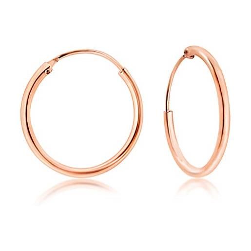 DTPsilver® orecchini donna argento 925 placcato in oro rosa - orecchini cerchio donna - creoli - cerchietti - spessore 2 mm - diametro 30 mm