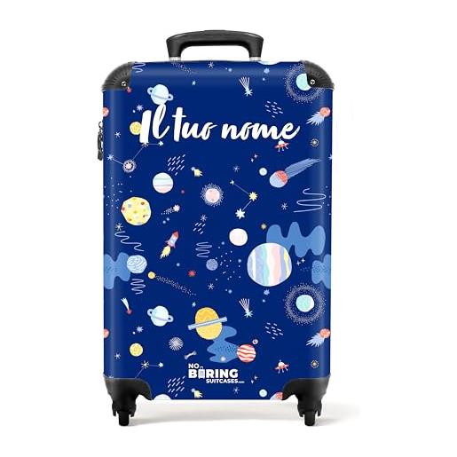 NoBoringSuitcases.com © valigie per bambini valigie da viaggio valigia per bambini bagagli per bambini da baglagio a mano - valigia media in 24 immagini (cielo stellato blu con pianeti, 55x40x20 cm)