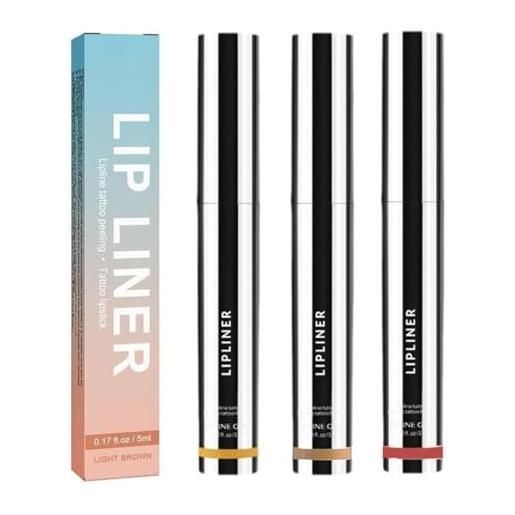 OBABO detachable lip liner, long lasting lip stain, peel off lip liner, waterproof lip gloss, long lasting and pigmented lip pencil, suitable for all types of lips (3 colors)