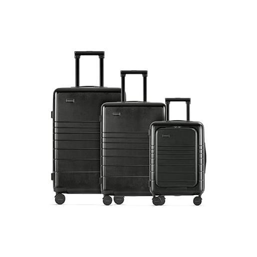 ETERNITIVE - set di valigie rigide | set di 3 valigie da viaggio in policarbonato & abs | dimensioni: 74 x 64 x 54 cm | set di valigie con lucchetto tsa | ruote a 360° | valigie durevole | nero