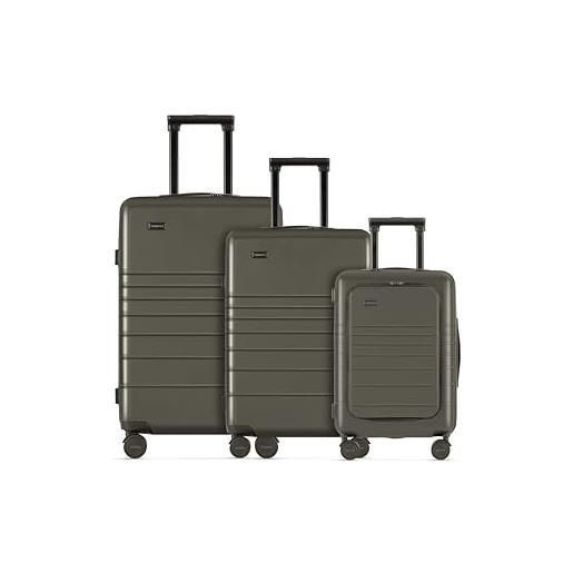 ETERNITIVE - set di valigie rigide | set di 3 valigie da viaggio in policarbonato & abs | dimensioni: 74 x 64 x 54 cm | set di valigie con lucchetto tsa | ruote a 360° | valigie durevole | oliva