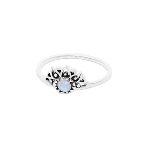 San Saru anello super elegante e semplice con opale in argento 925 - anello ispirato dai petali e mandala per donna/ragazza - anello kumud