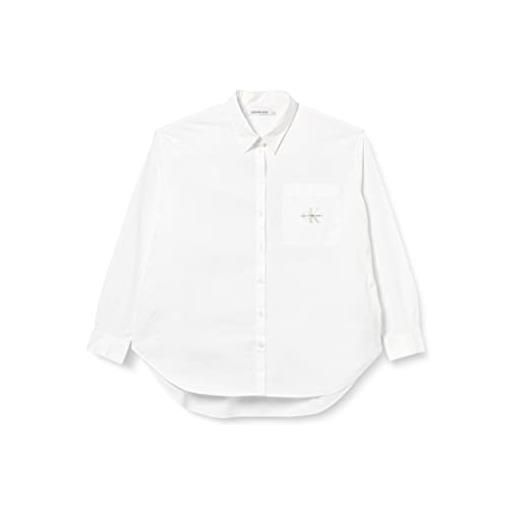 Calvin Klein jeans monologo relaxed shirt j20j219789 top in tessuto, bianco (bright white), xxl donna