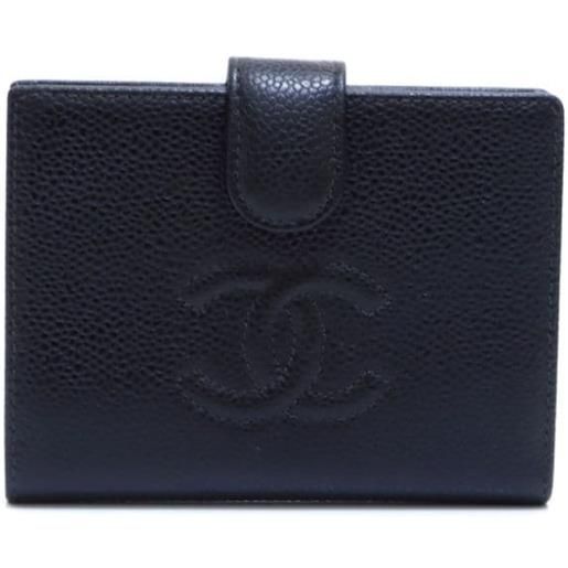 CHANEL Pre-Owned - portafoglio bi-fold cc anni '04-'05 - donna - pelle caviar - taglia unica - nero