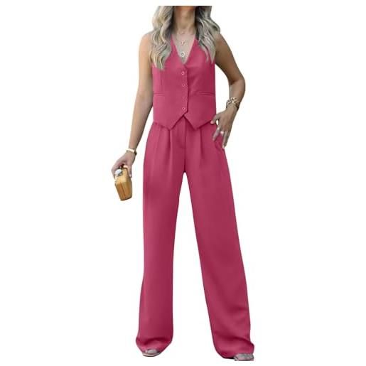 shownicer completo da donna eleganti estivi due pezzi tailleur pantalone tuta casual senza maniche gilet e blazer a vita alta pantaloni outfit streetwear a blu s