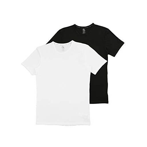 Calvin Klein t-shirt uomo 2 pack s/s crew neck 2 pk con scollo rotondo, nero (black/white), l