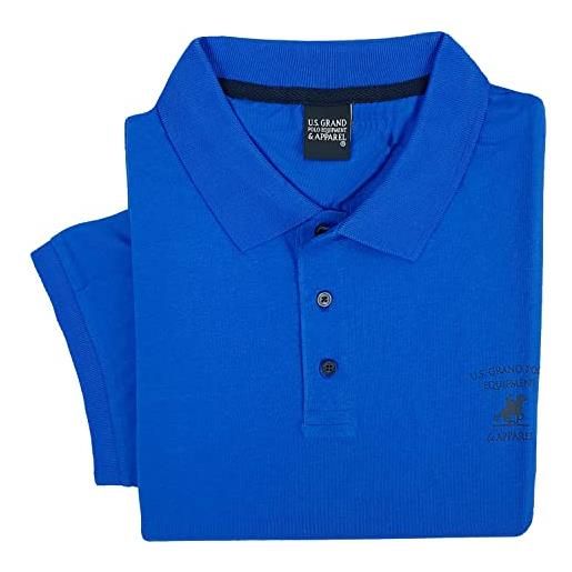 U.S. Grand Polo Equipment & Apparel maglia a polo uomo manica corta 100% puro cotone taglie forti 3xl 4xl 5xl 6xl (3xl - azzurro)