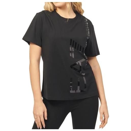 Emporio Armani ea7 t-shirt da donna girocollo logo series in cotone organico avs - 3dtt25 (xs, nero)