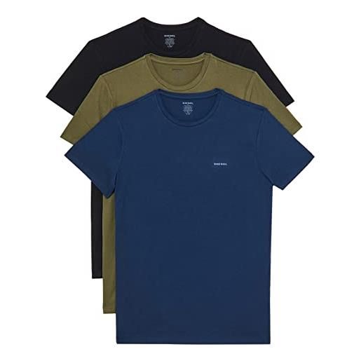 Diesel umtee-jakethreepack, t-shirt uomo, multicolore (black/dress blues/olive night e4079-0aalw), s