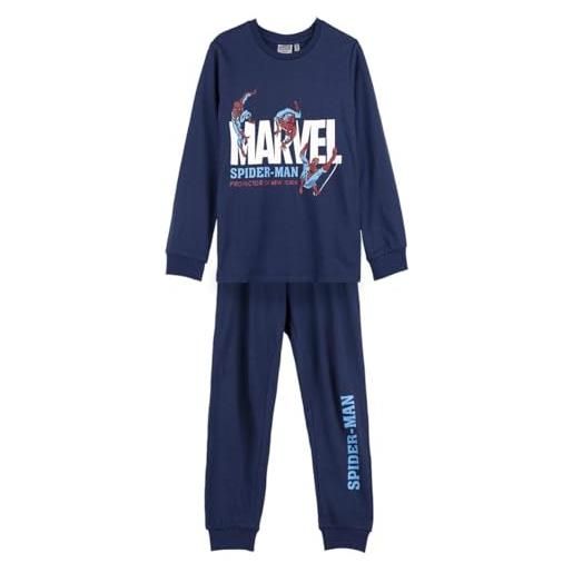 Hasbro spiderman pigiama invernale pajama set, blu, 12 anni unisex kids