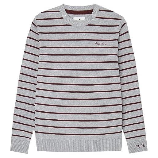 Pepe Jeans tottenham stripes, maglione bambini e ragazzi, grigio (grey marl), 14 anni