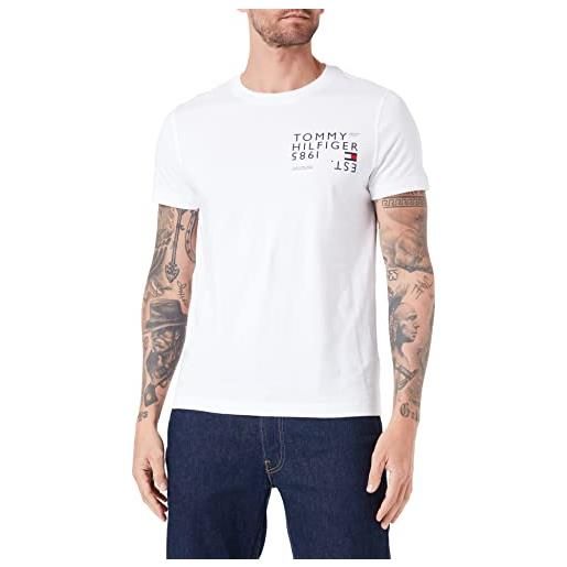 Tommy Hilfiger t-shirt maniche corte uomo brand love slim fit, bianco (white), l