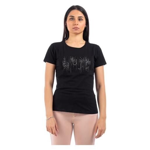 Liu Jo Jeans t shirt donna liu jo con logo in strass ta4246 js003 (it, testo, m, regular, regular, black)