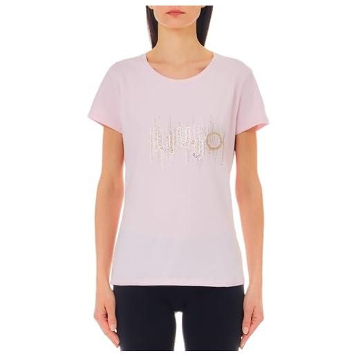 Liu Jo Jeans t shirt donna liu jo con logo in strass rosa es24lj06 ta4246 js003 xl