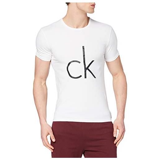 Calvin Klein s/s crew neck t-shirt, bianco (white w/black logo 100), large uomo